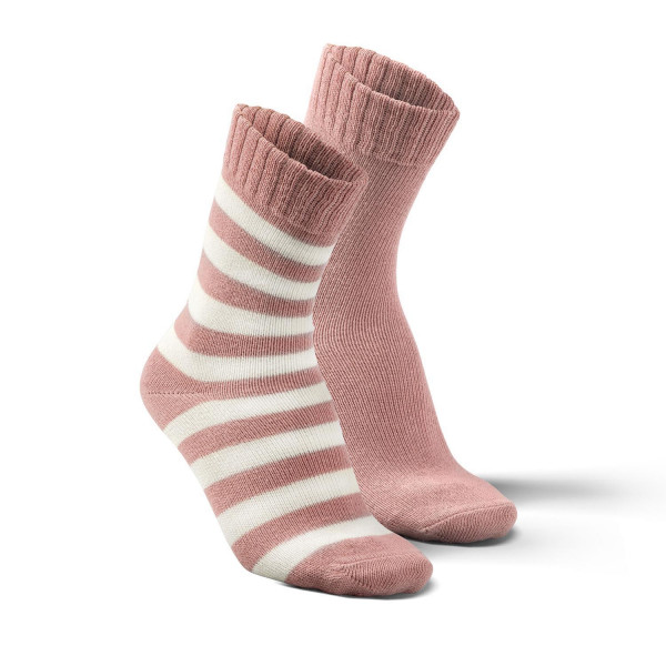 Alpaka Socken rosa gestreift 2er Pack